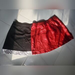 Metallic Red and Silver Black Mini Skirt Set By CC Dancewear Cheerleading.com